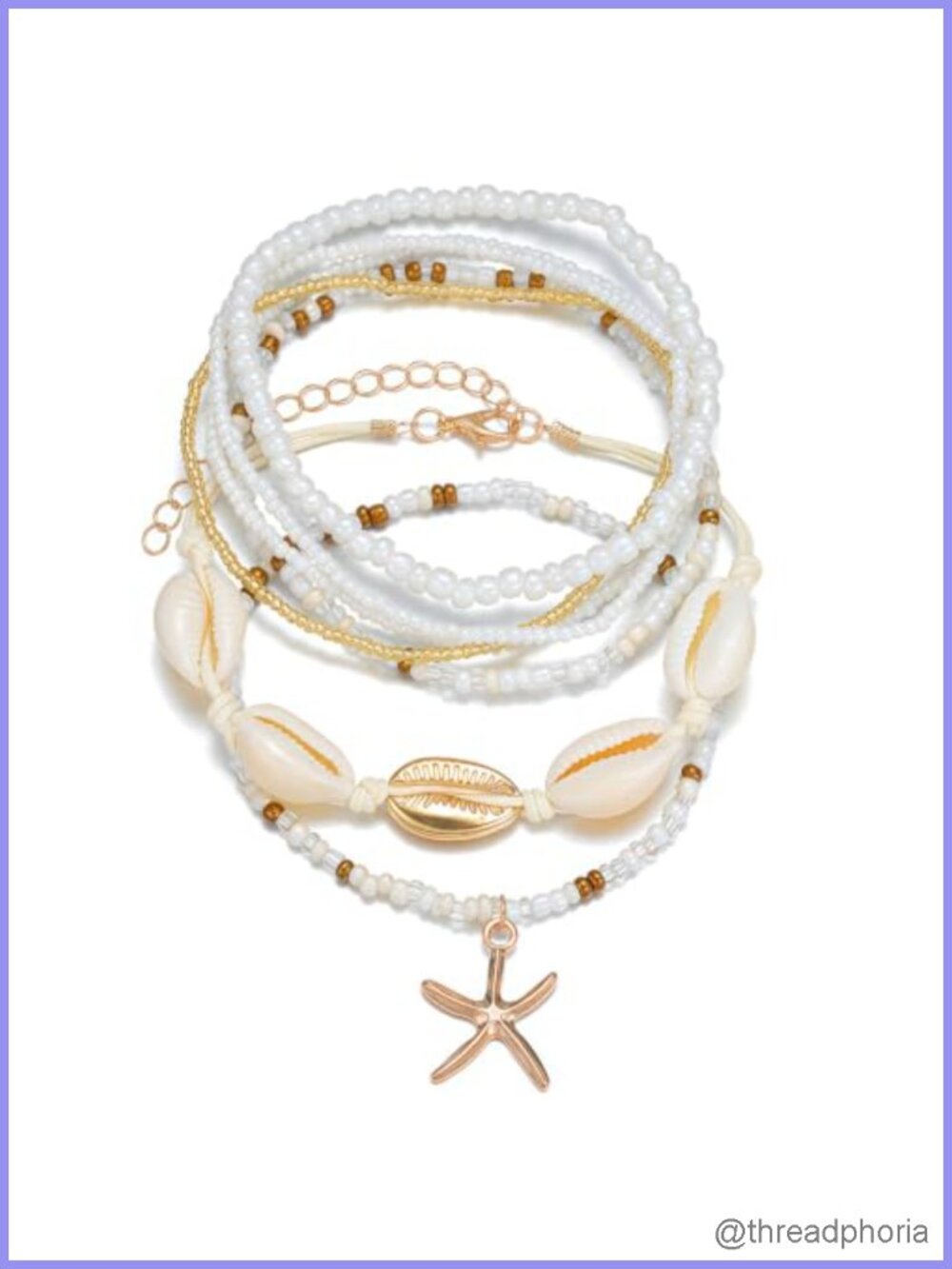 7pcs Shell Ankle Bracelet Set Boho Beach Anklets Women Gold Plated